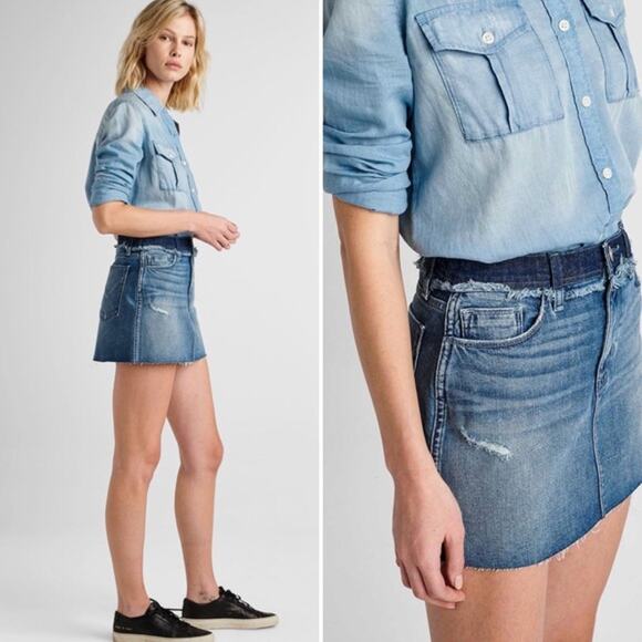 Hudson x Revolve Vivid Denim Cut Off Mini Skirt - Picture 2 of 8